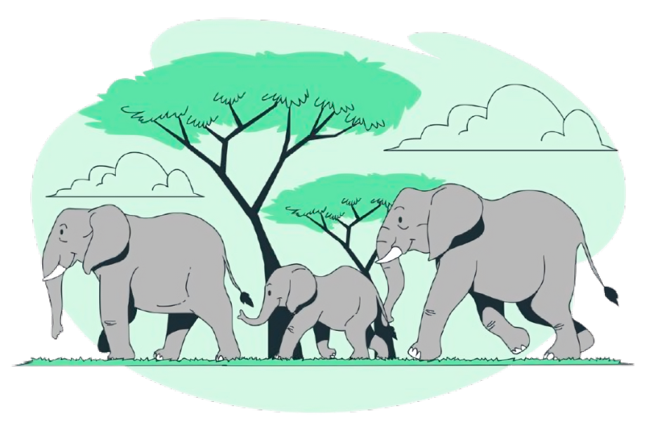 Smarter investments with elephant & growth graph